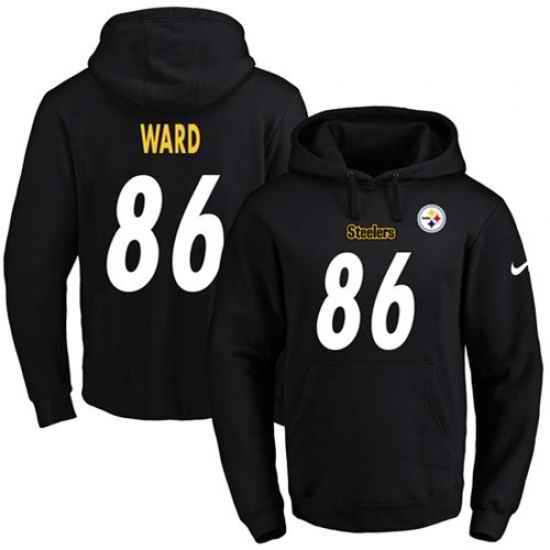 NFL Mens Nike Pittsburgh Steelers 86 Hines Ward Black Name Number Pullover Hoodie